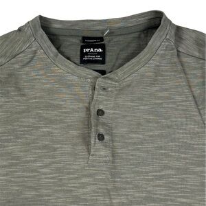 PrAna Henley Shirt Standard Fit Long Sleeve Organic Cotton Olive Green Men’s Med
